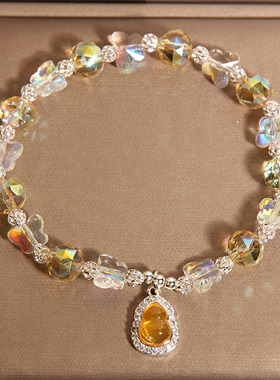 新中式紫水晶蝴蝶手链女轻奢小众高级感精致葫芦吊坠水晶手串礼物