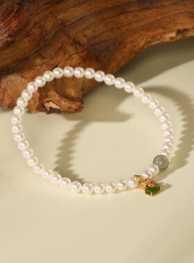 贝珠轻奢手链珍珠钱袋手串净圆和田玉转运珠送妈妈礼物厂家