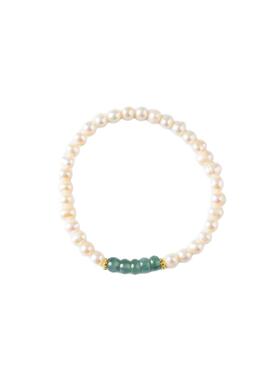 天然淡水珍珠手串蓝水翡翠轻奢法式手链送礼物小众高级感代发