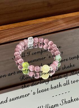 紫猫眼石手串岫玉串珠手链小众设计感女款饰品首饰直播爆款