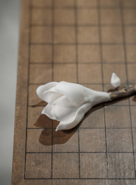 宜室茶话玉兰花陶瓷香插纯手工捏花香座家居摆件茶室香薰茶道配件