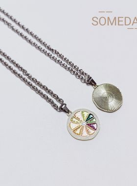 可爱少女心柠檬项链女钛钢简约森系水果毛衣链送闺蜜同学吊坠饰品