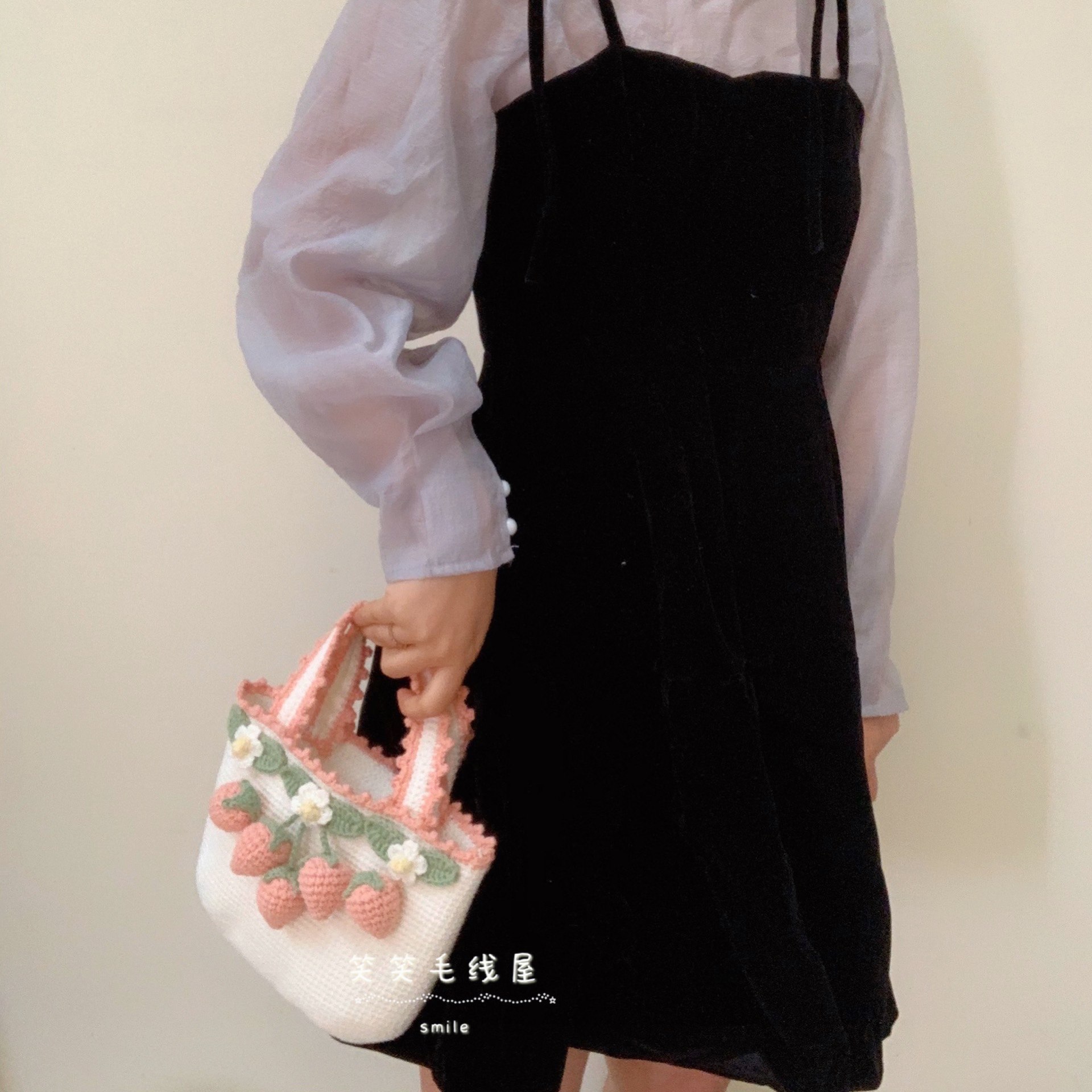 草莓庄园包 泫雅nana同款 手工DIY毛线钩编织花朵卡通手提材料包,淘宝优惠券,粉丝福利购,淘宝优惠卷