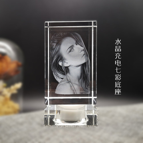 水晶内雕照片定制猫咪宠物纪念品生日圣诞礼物私人订制桌面摆件 - 图0