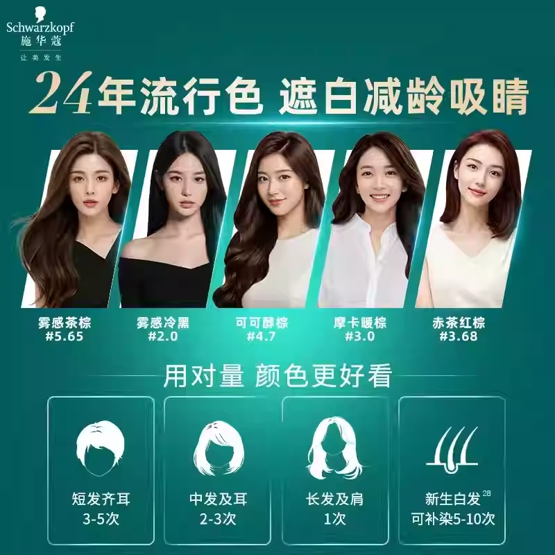 施华蔻怡然一按染茶棕时尚盖白染发剂秋冬氛围感发色纯植物泡泡染 - 图3