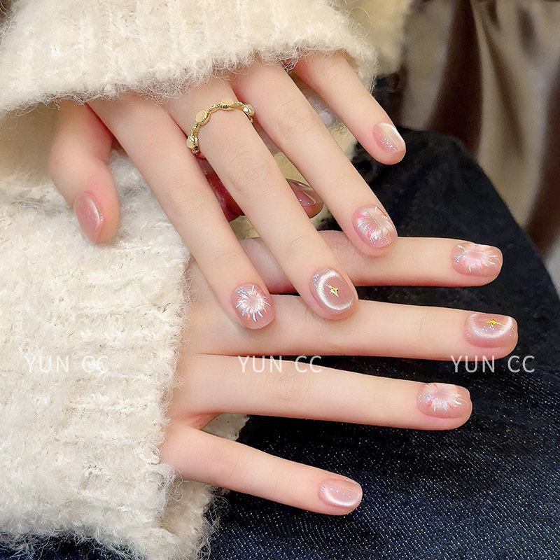 云皙短款猫眼手工美甲穿戴甲秋冬高级感2026新年款成品假指甲贴片,淘宝优惠券,粉丝福利购,淘宝优惠卷