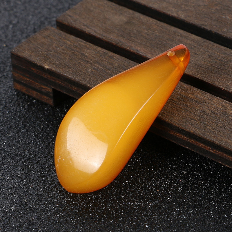 一物一图自然原石水滴蜜蜡毛衣链 YouShanGe项坠/吊坠