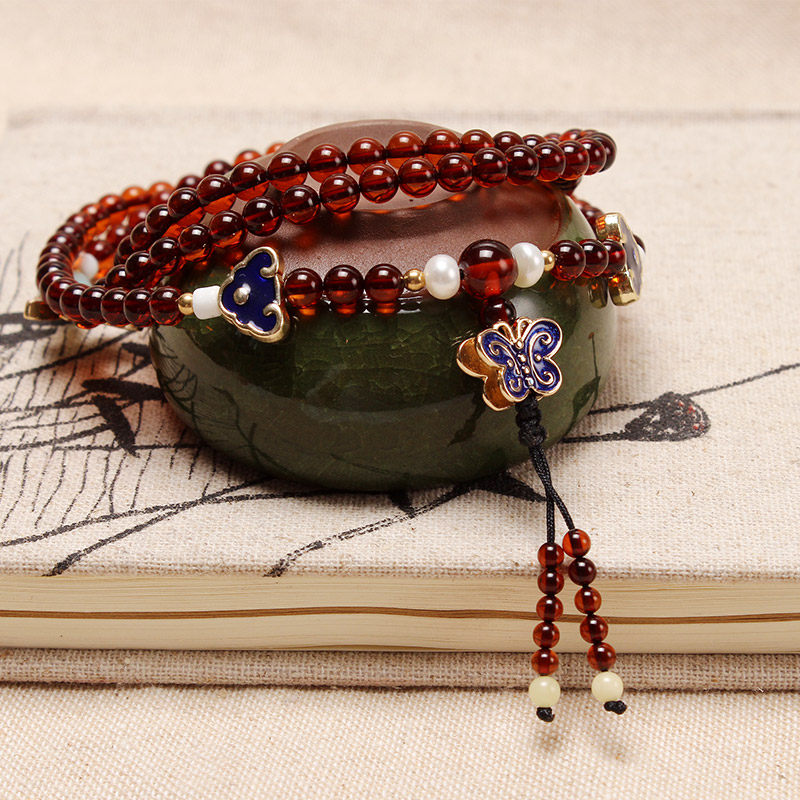 俄罗斯天然原石琥珀手链血珀层手串 YouShanGe手链