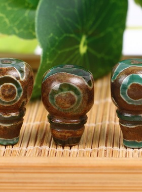 绿色天珠玛瑙水滴连体菩提佛头