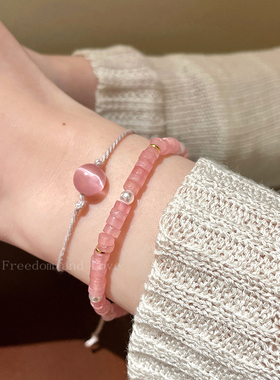 天然石彩色串珠手链新中式高级感