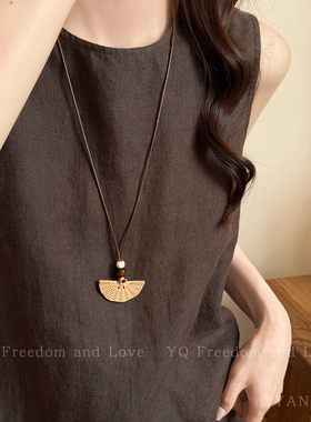 松弛夏日~波西米亚民族风编织花朵吊坠项链女复古度假风长款配饰