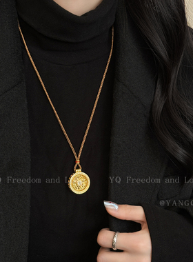 新中式古法沙金小马葫芦项链女轻奢高级感毛衣链马上有钱长款配饰