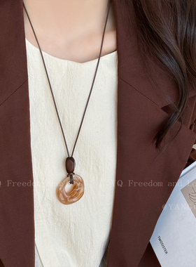 秋冬中式美拉德复古长款毛衣项链