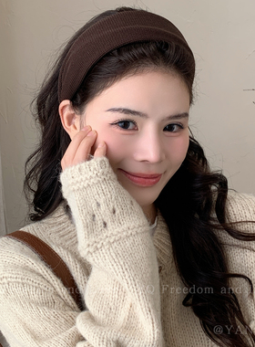 秋冬复古针织宽边发箍女日常外戴高颅顶不勒头箍时尚洋气洗脸发饰