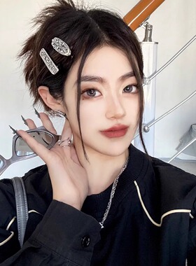 暗黑做旧复古十字架发夹女韩国ins博主同款金属一字夹刘海侧边夹