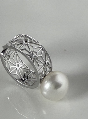 【24h鉴赏】设计师款天然海珠澳白银蓝重工大指环  厚实 无瑕