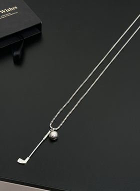 创意小众设计高尔夫球杆吊坠项链