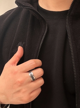 六字真言戒指钛钢不掉色朋克尾戒