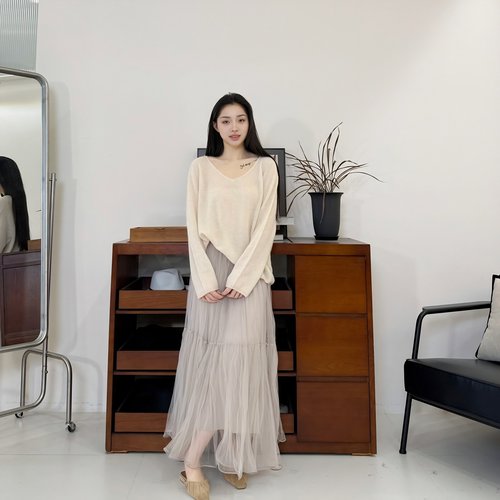 华尔兹丨100桑蚕丝16姆米双绉里衬网纱裙丨真丝内衬半身裙-MY4698 - 图1