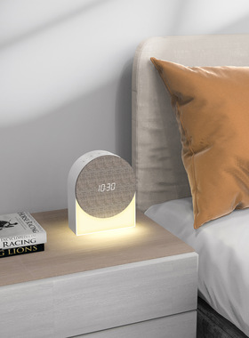 新款多功能睡眠仪白噪声蓝牙音箱布艺小夜灯带定时时钟闹钟白噪音