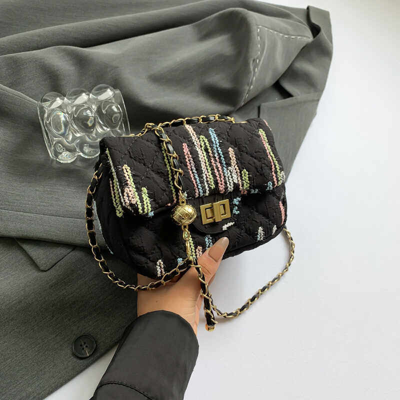 2024新款小香风菱格链条包时尚百搭单肩斜挎腋下包包女小方包,淘宝优惠券,粉丝福利购,淘宝优惠卷