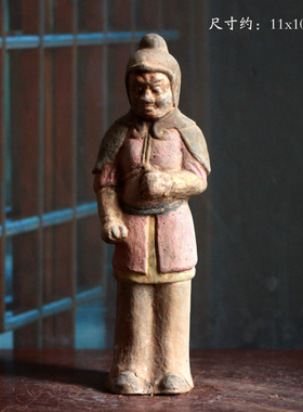 北魏北齐仿古盾牌陶俑装饰摆件