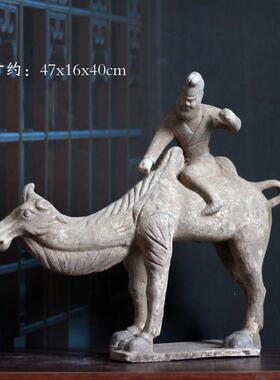 仿古陶器老货马上人摆件西域丝绸之路骆驼古玩老物件艺术品收藏