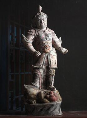 仿古彩绘天王镇墓兽摆件