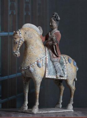 北魏北齐老物件陶马摆件彩绘陶器