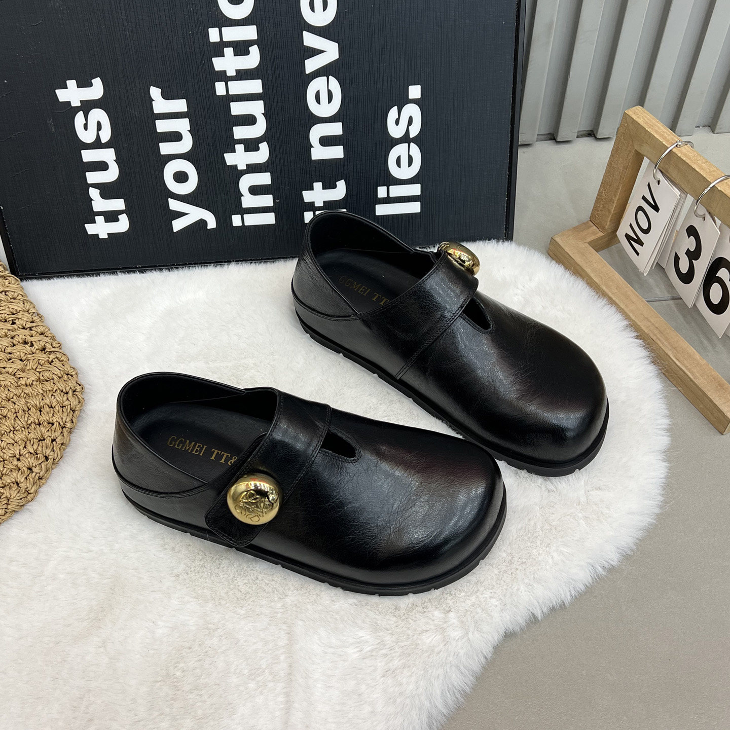 韩版勃肯鞋女2026新款真皮平底单鞋女宽头乐福鞋复古风ins小皮鞋,淘宝优惠券,粉丝福利购,淘宝优惠卷