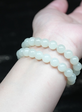 且以青山末。新疆且末料和田玉冰油羊脂白玉9毫米手链串女