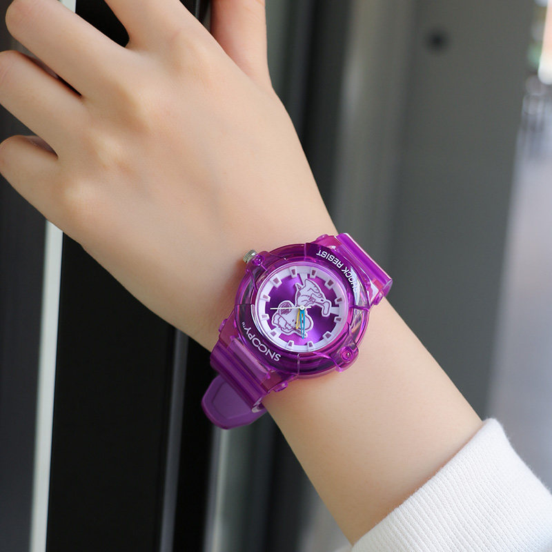 snoopy女可爱防水指针式透明手表 snoopy手表国产腕表