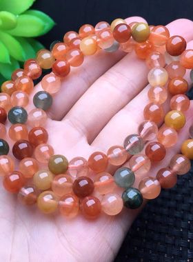 天然福禄寿水晶女款饰品三圈糖果色多圈佛珠手链多福多寿礼物