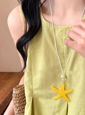 2026年新款多巴胺长款蓝色海星项链女轻奢高级感锁骨链挂脖配饰品