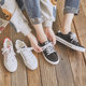 White round-toe canvas shoes human-made casual and versatile low-top