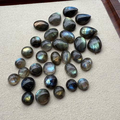 天然拉长石椭圆圆形水滴戒面diy镶嵌戒指手链项链饰品半成品配件 - 图3