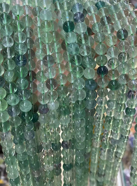 天然绿萤石圆珠散珠子DIY手链