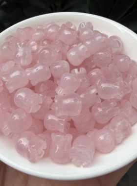 天然粉水晶雕刻铃兰花苞散珠