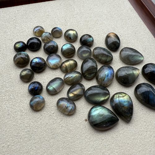 天然拉长石椭圆圆形水滴戒面diy镶嵌戒指手链项链饰品半成品配件 - 图2