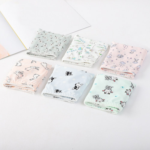 内裤女冰丝小清新碎花卡通低腰日系牛奶丝无痕速干透气女士三角裤 - 图0