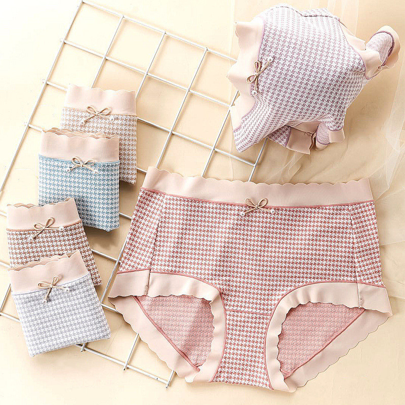 莫代尔千鸟格女士内裤无痕弹力花边少女三角裤清新格子柔软裤头女,淘宝优惠券,粉丝福利购,淘宝优惠卷