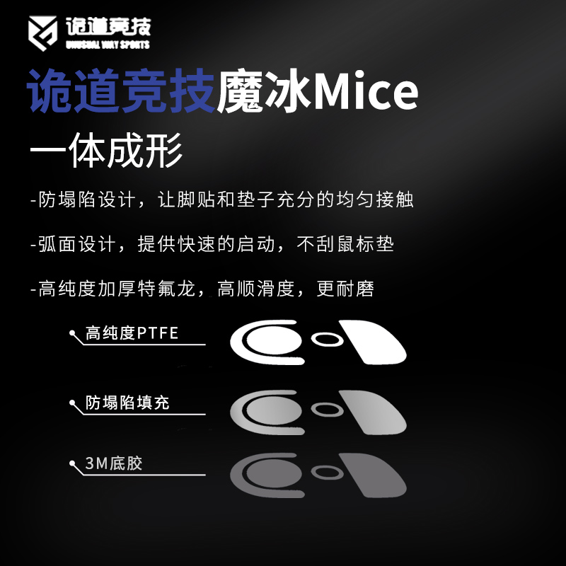 诡道竞技银狐OP1WE8K鼠标脚贴ICE替换型XM24k脚垫FOX特氟龙黑狐 - 图1