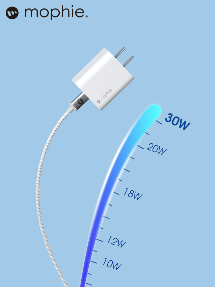 mophie摩尔菲快充适用于苹果15充电器30W手机iPhone14充电头13promaxiPad平板氮化镓快充头