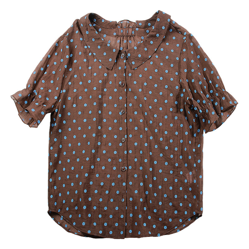 波点女喇叭袖2020夏新款显瘦衬衫 碧沁伊人衬衫