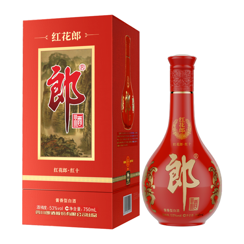 郎酒 红花郎·10 酱香型白酒53度 750mL 单瓶装 摆柜收藏宴席