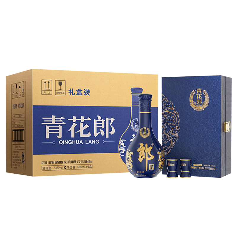 [年货送礼]郎酒青花郎单瓶礼盒装53度酱香型白酒500mL*6盒整箱