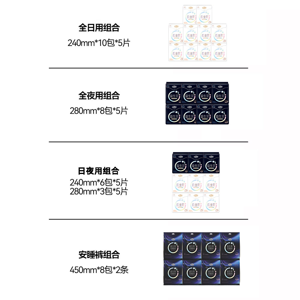 【拍2可混搭】自由点新品益生菌超薄卫生巾日夜组合官方旗舰店