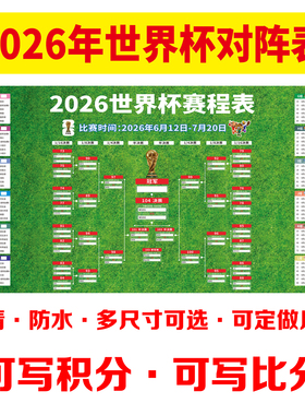 2026美加墨足球世界杯赛程表对阵表晋级图体育彩票店布置贴纸海报