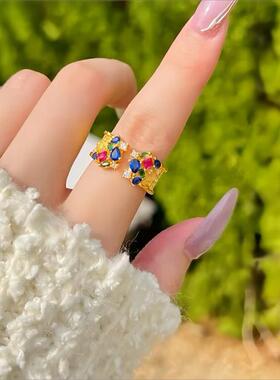 2025金店同款璀璨繁星开口沙金手镯戒指女独特不撞款点钻开口手环