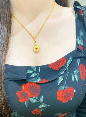 2026黄金色故宫系列可转动百转呈祥吊坠沙金罗盘项链DIY女士衣链